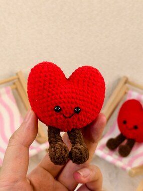 Handmade Amigurumi Crochet Red Heart Plushie